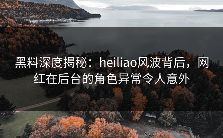 黑料深度揭秘：heiliao风波背后，网红在后台的角色异常令人意外