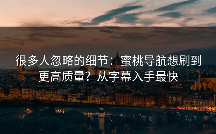 很多人忽略的细节：蜜桃导航想刷到更高质量？从字幕入手最快