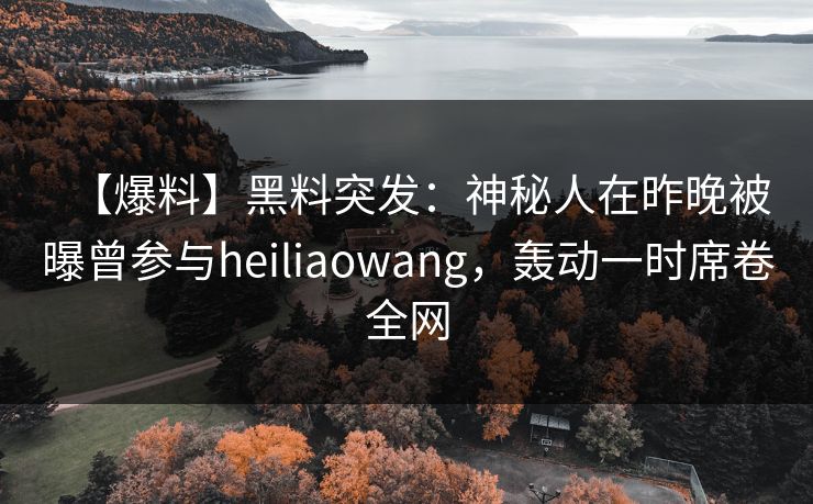 【爆料】黑料突发：神秘人在昨晚被曝曾参与heiliaowang，轰动一时席卷全网