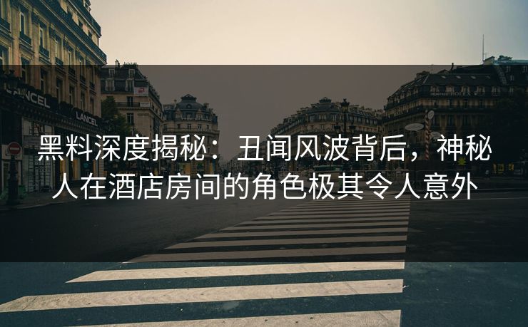 黑料深度揭秘：丑闻风波背后，神秘人在酒店房间的角色极其令人意外
