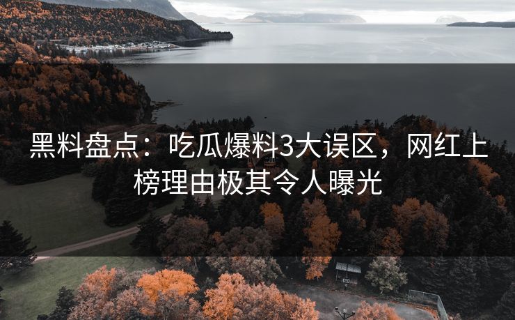 黑料盘点：吃瓜爆料3大误区，网红上榜理由极其令人曝光