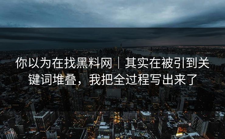 你以为在找黑料网｜其实在被引到关键词堆叠，我把全过程写出来了